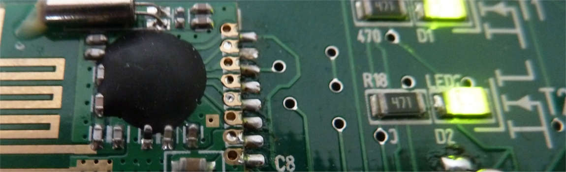 aktive LEDs auf der Mikrocontrollerplatine